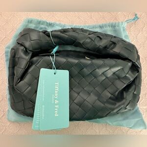 NWT Tiffany & Fred Small Marine Color Leather Handle Bag